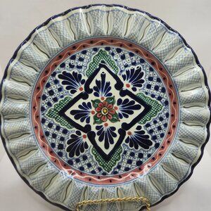 Vintage Hand Painted Mexican Talavera Pottery Plate